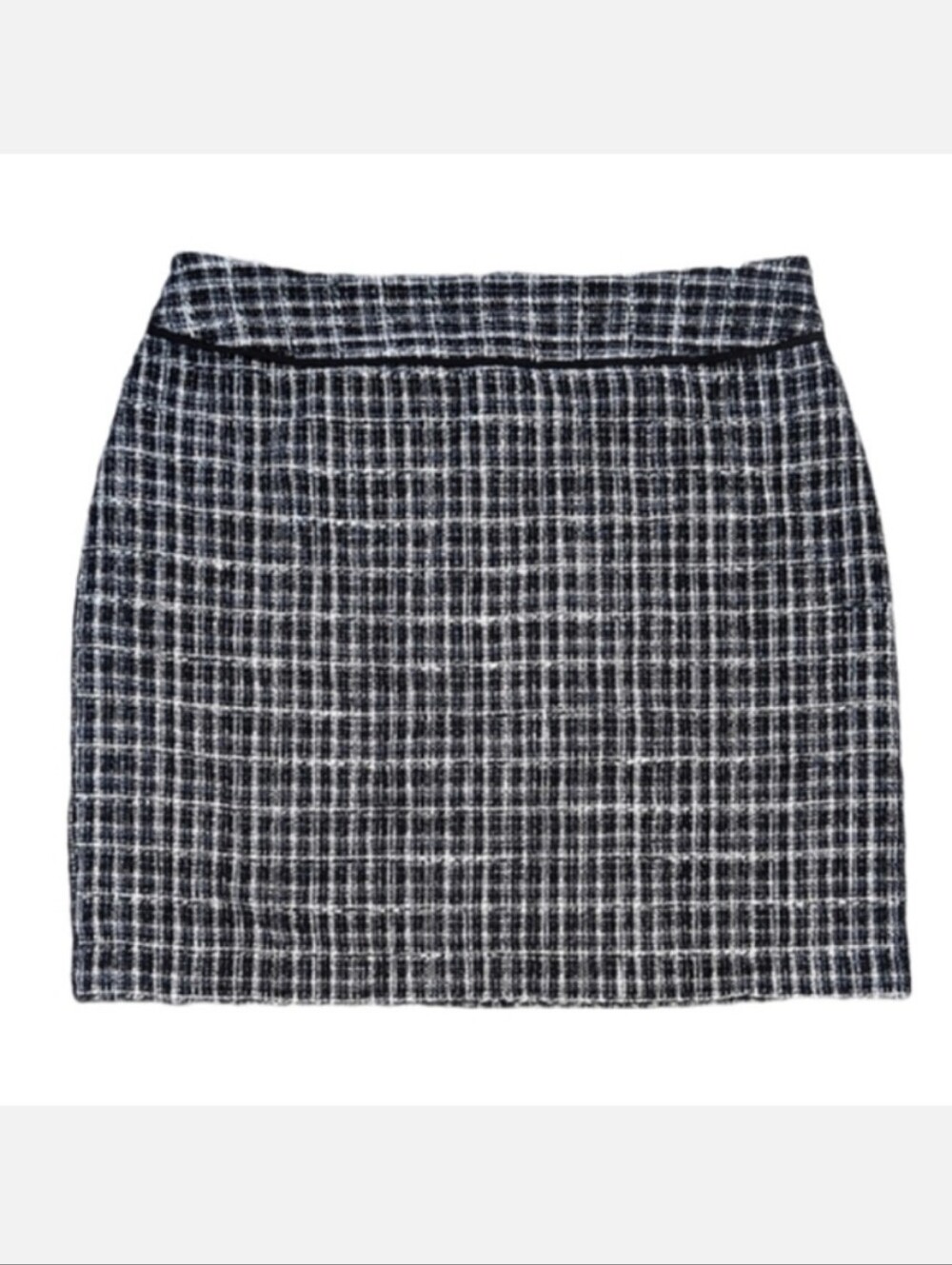 Vintage Y2K Reitmans Plaid Tweed Pencil Skirt Womens Black White Fall